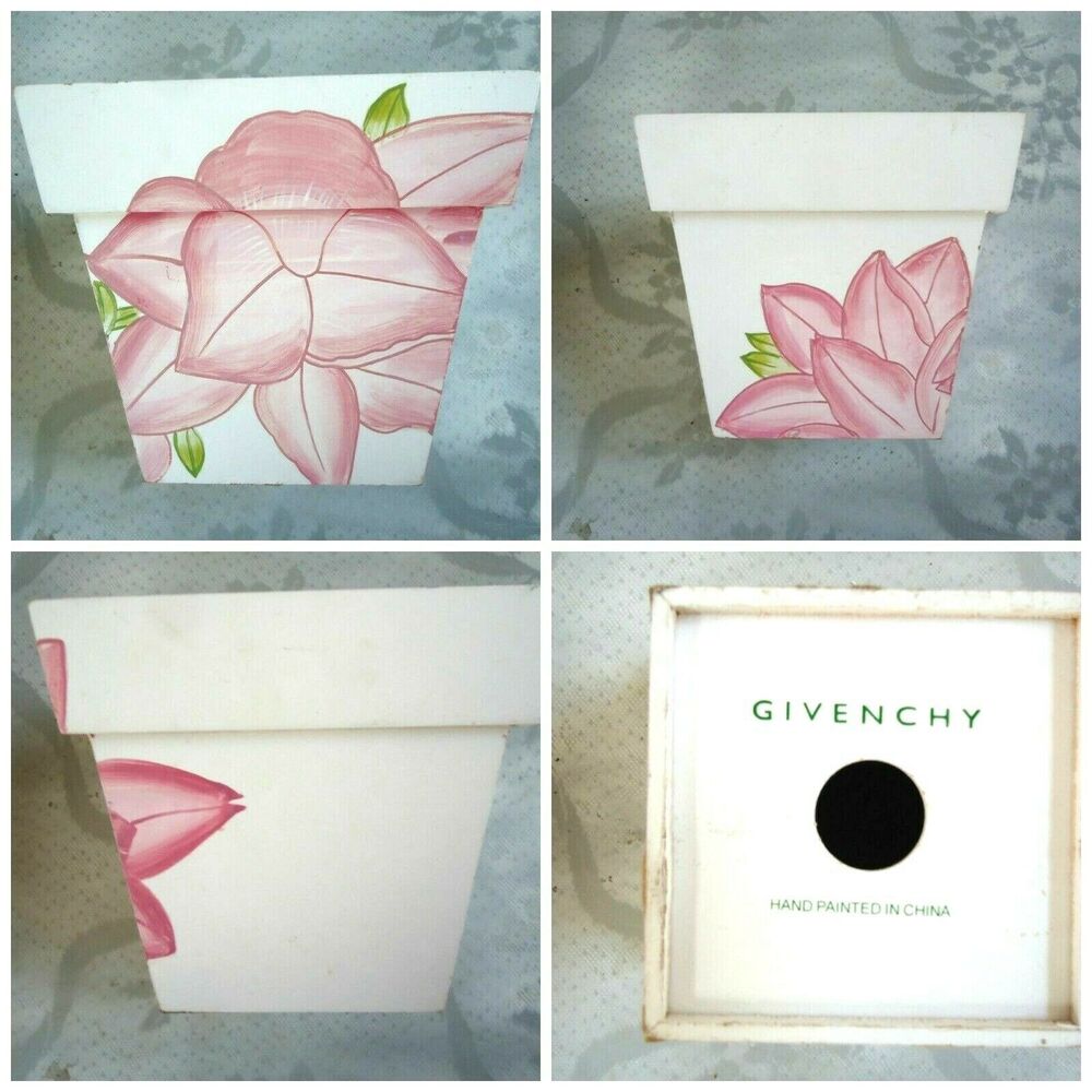 1980s GIVENCHY Hand Painted Flower Pot Planter 6.5" Vintage Free Shipping HTF